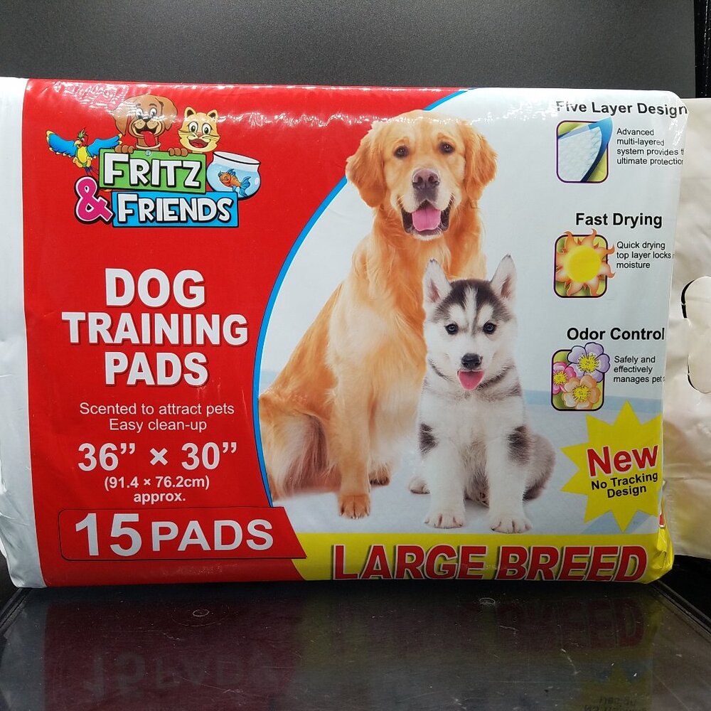 Fritz  & Friends - 36" x 30" Puppy Training Dog Pads 15 Pads - Large Bread